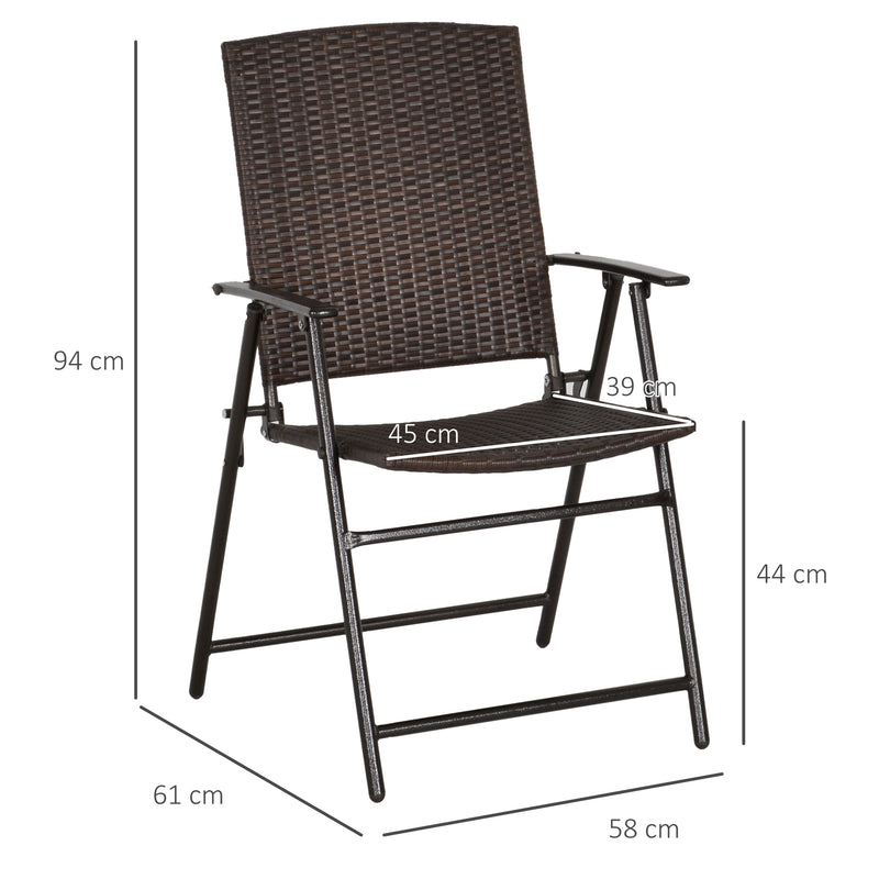 4pcs Rattan Chair Garden Furniture Wicker Foldable Chair Steel Frame for Poolside Garden