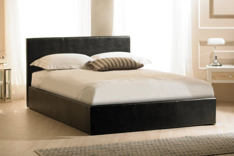Madrid Faux Leather Ottoman Bed Black - Super King - Bedzy Limited Cheap affordable beds united kingdom england bedroom furniture