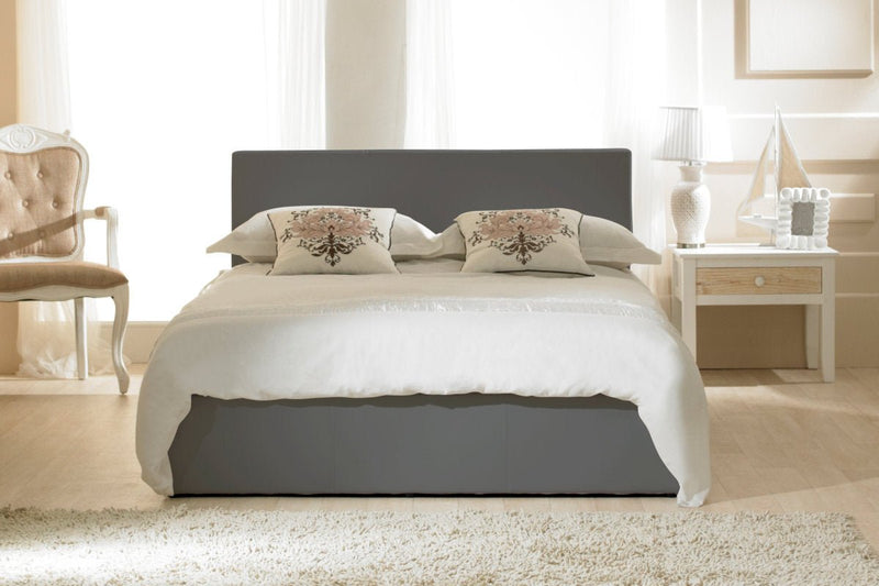 Madrid Faux Leather Ottoman Bed Grey - King - Bedzy Limited Cheap affordable beds united kingdom england bedroom furniture