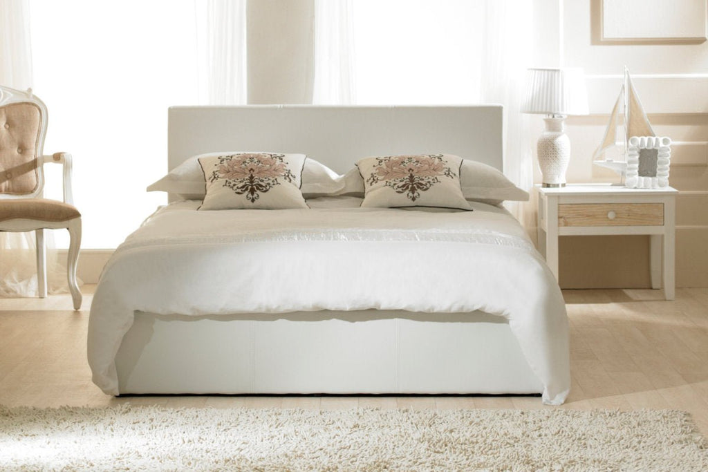 Small white sales leather ottoman