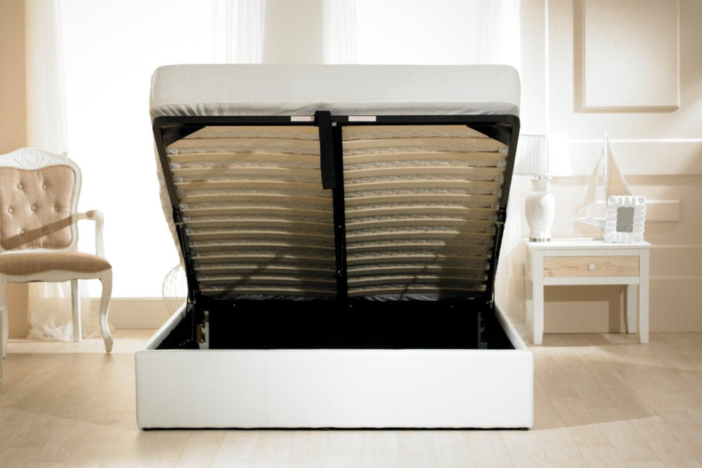 Leather ottoman bed discount king size