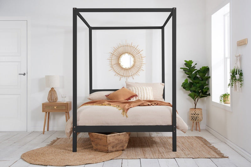 Mercia Four Poster Double Bed Black - Bedzy Limited Cheap affordable beds united kingdom england bedroom furniture