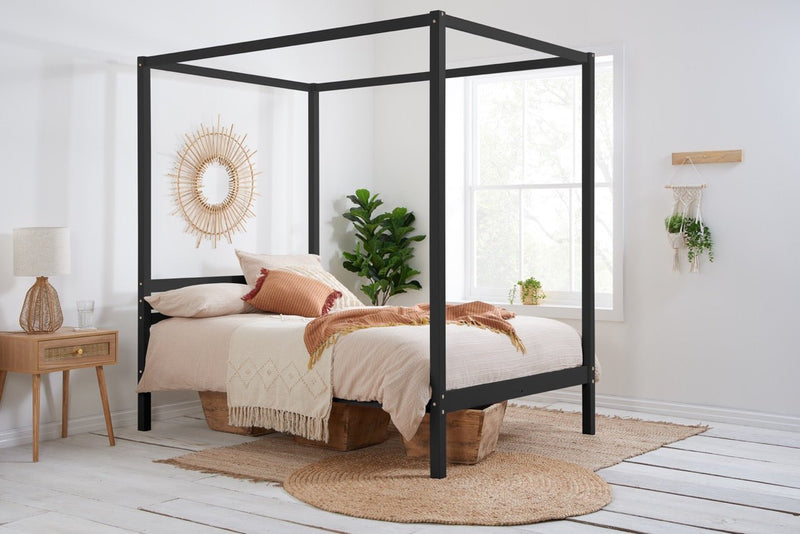 Mercia Four Poster Double Bed Black - Bedzy Limited Cheap affordable beds united kingdom england bedroom furniture