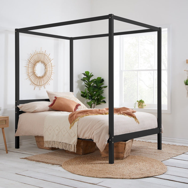 Mercia Four Poster King Bed Black - Bedzy Limited Cheap affordable beds united kingdom england bedroom furniture