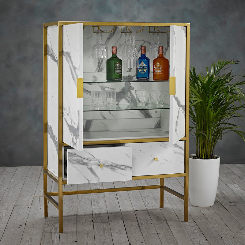 Monaco Drinks Cabinet White - Bedzy Limited Cheap affordable beds united kingdom england bedroom furniture