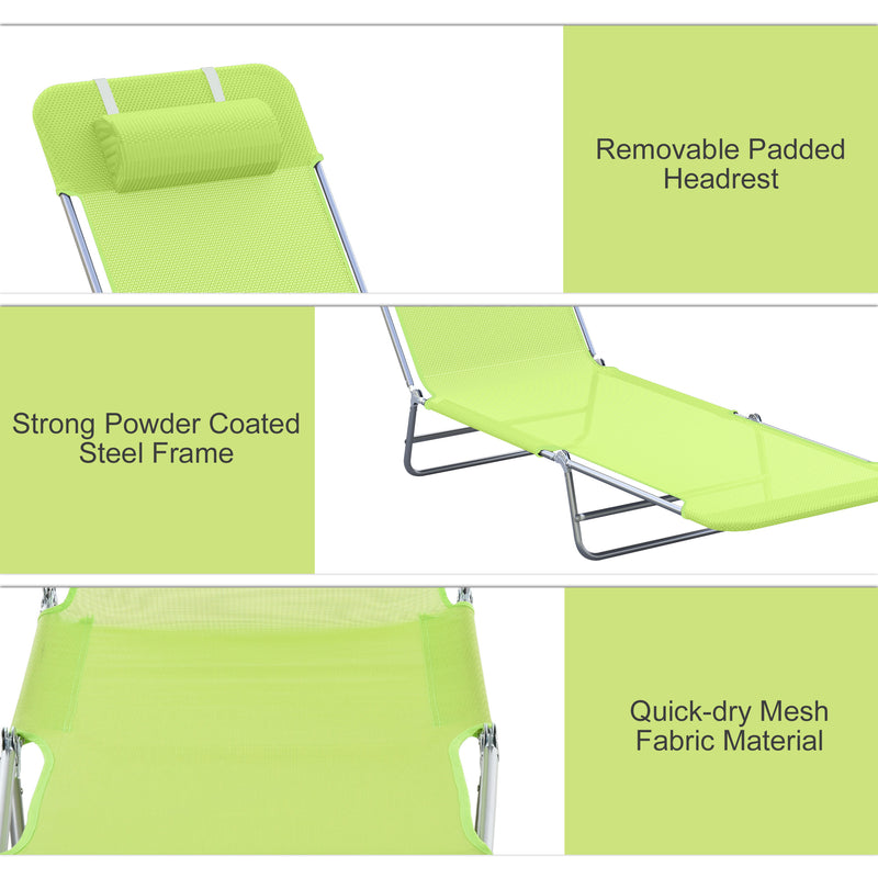 Sun Bed Chair Garden Lounger Recliner Adjustable Back Relaxer Chair Furniture Green