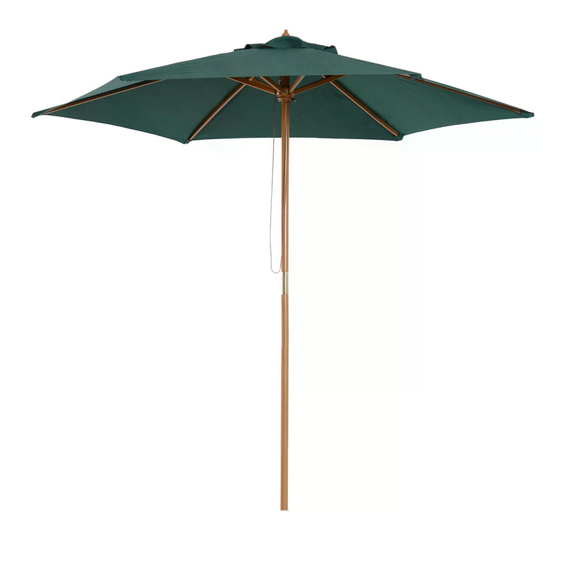 2.5m Wooden Garden Patio Parasol Umbrella-Dark Green