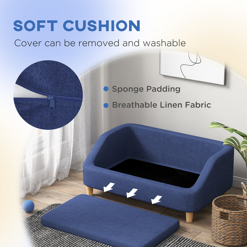 Dog Sofa, pet Bed, with Soft Cushion, Washable Cover, for Small, Medium & Large Dogs - Blue