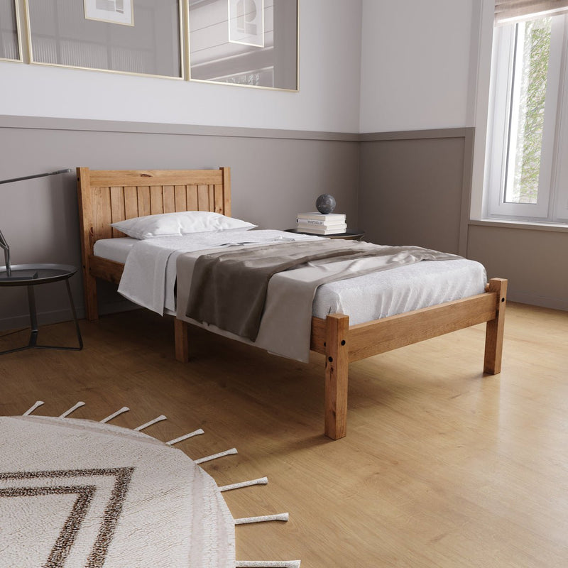 Rio Single Bed - Brown Pine - Bedzy Limited Cheap affordable beds united kingdom england bedroom furniture