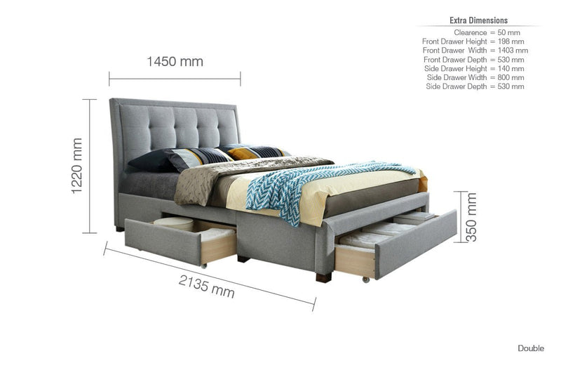 Shelby Double Bed Grey - Bedzy Limited Cheap affordable beds united kingdom england bedroom furniture