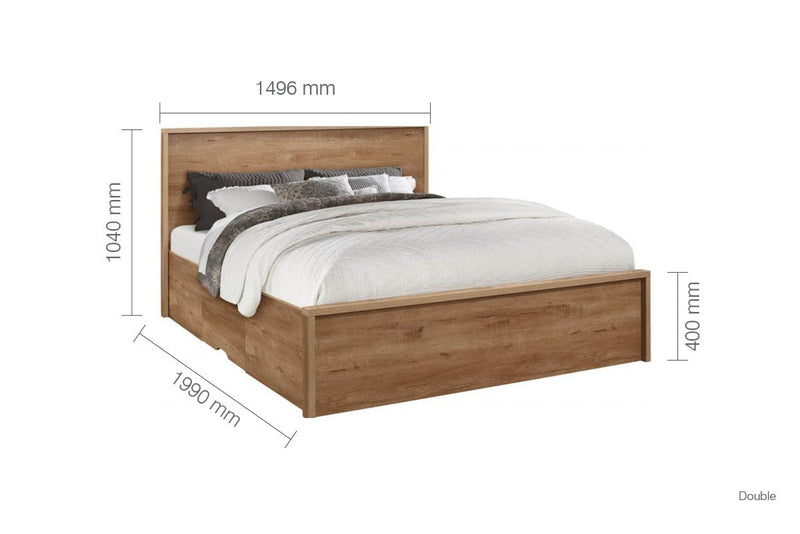 Stockwell Double Bed Rustic Oak - Bedzy Limited Cheap affordable beds united kingdom england bedroom furniture