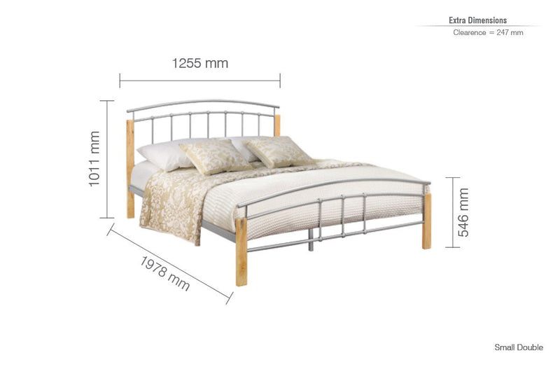 Tetras Small Double Bed Silver - Bedzy Limited Cheap affordable beds united kingdom england bedroom furniture