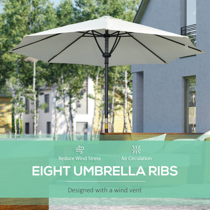 Garden Parasol Umbrella, Outdoor Market Table Umbrella Sun Shade Canopy with 8 Ribs, Cream
