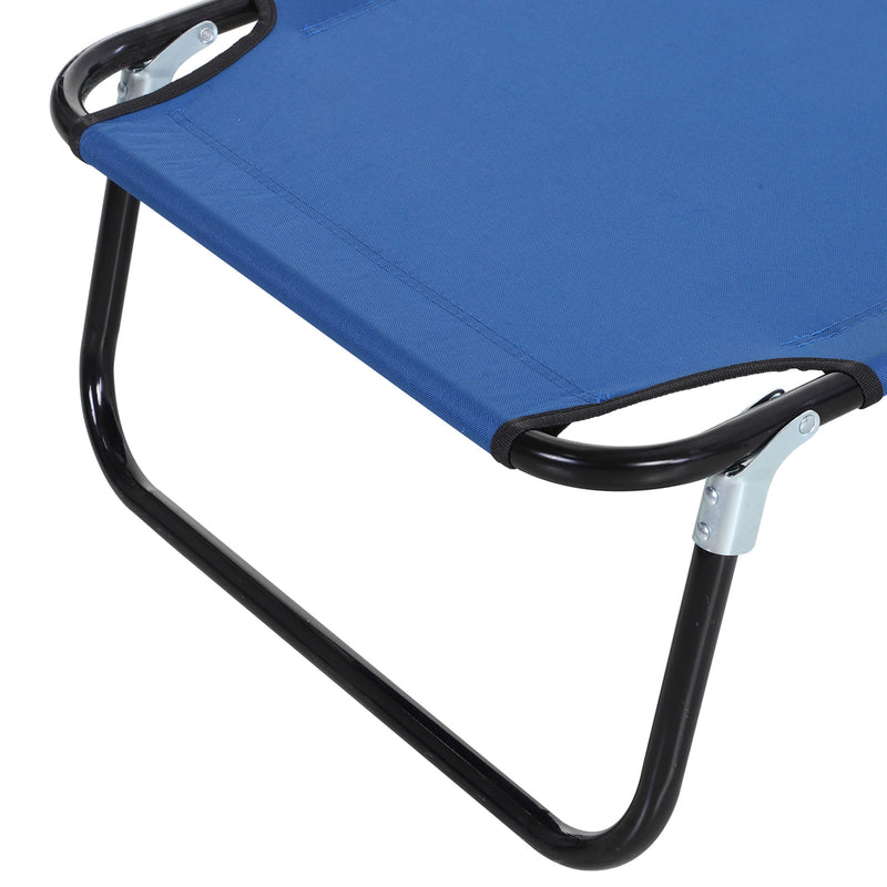 2 Pcs Foldable Sun Lounger Set w/ 5-Position Adjustable Backrest, Portable Relaxer Recliner w/ Lightweight Frame Great for Sun Bathing, Blue