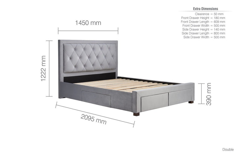 Woodbury Double Bed Grey - Bedzy Limited Cheap affordable beds united kingdom england bedroom furniture