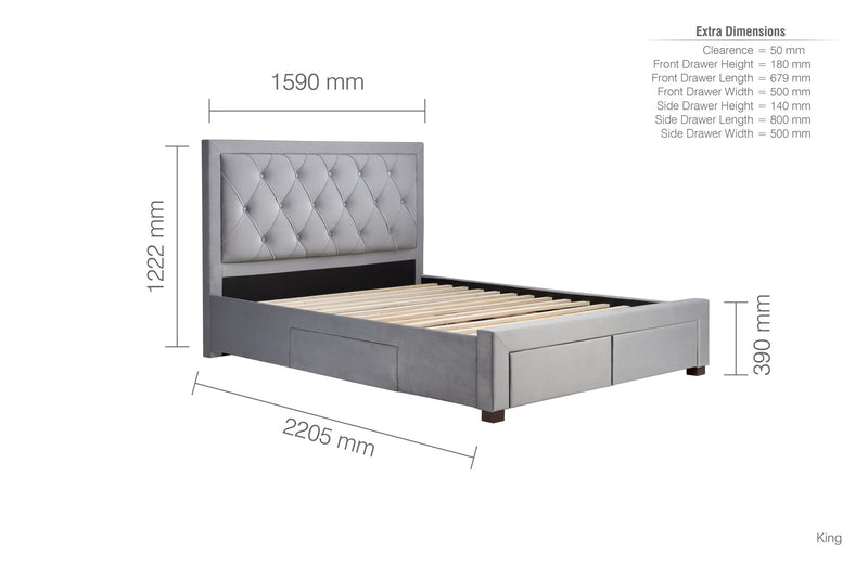 Woodbury King Bed Grey - Bedzy Limited Cheap affordable beds united kingdom england bedroom furniture