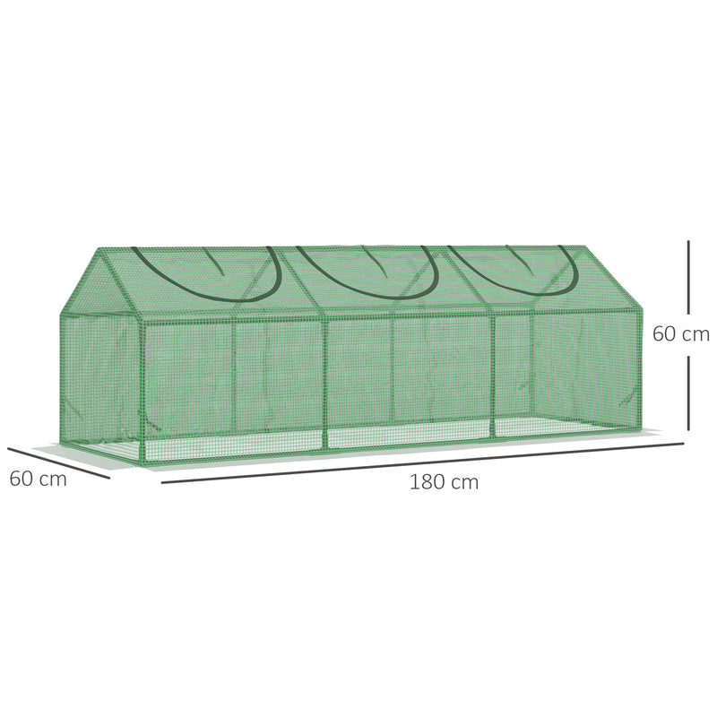 Mini Greenhouse, Small Plant Grow House for Outdoor with Durable PE Cover, Observation Windows, 180 x 60 x 60 cm, Green