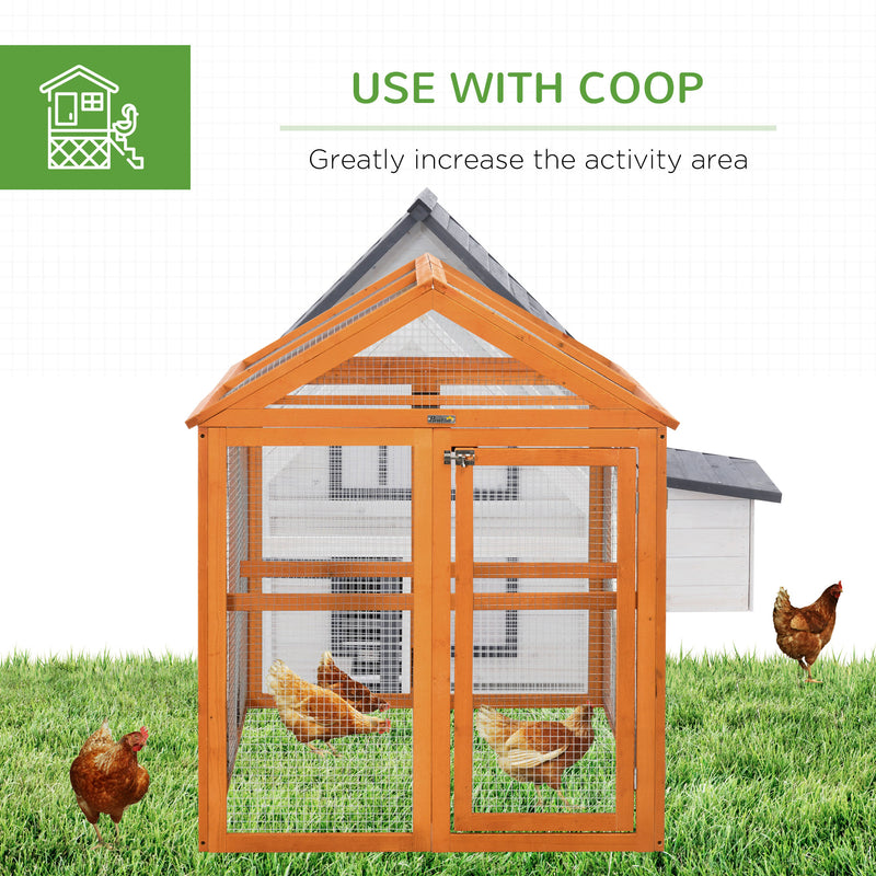 Chicken Run Coop, Wooden Chicken House for 1-3 Chickens, Hen House Duck Pen Outdoor w/ Combinable Design, Orange