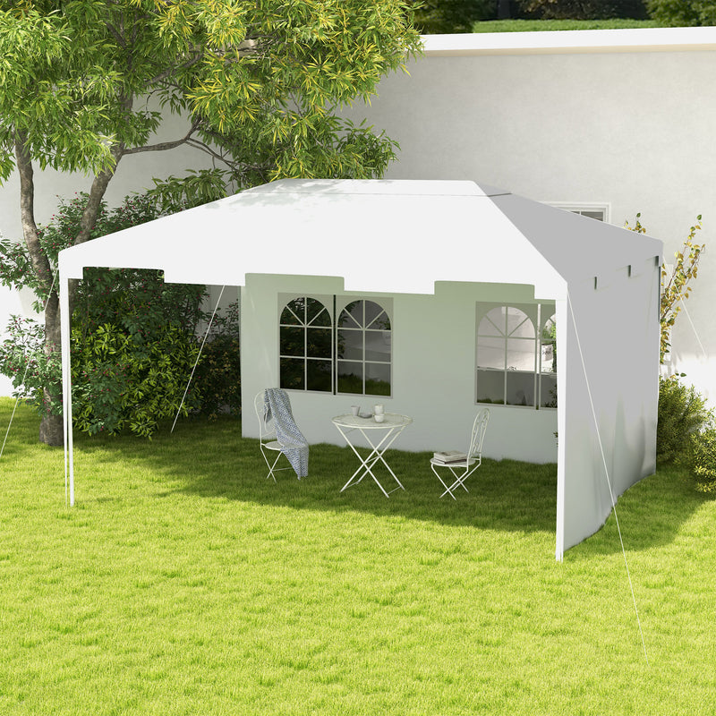 3 x 4 m Garden Gazebo Shelter Marquee Party Tent with 2 Sidewalls for Patio Yard Outdoor, White