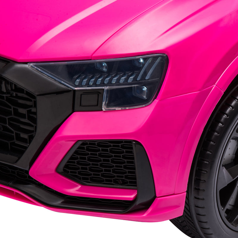 Compatible 6V Battery-powered Kids Electric Ride On Car Audi RS Q8 Toy with Parental Remote Control Music Lights USB MP3 Bluetooth Pink