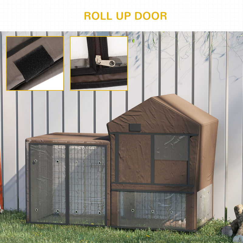Rabbit Hutch Cover, Water-Resistant Pets Cage Protector, Breathable Guinea Pig Cage Cover - Brown