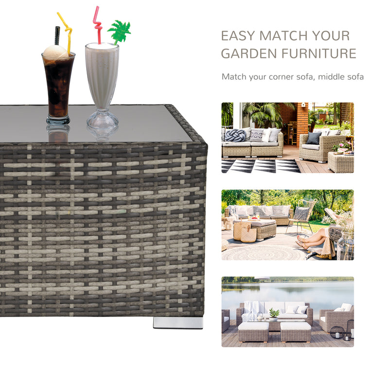 Rattan Coffee Table Ready to Use Outdoor Furniture Suitable for Garden Backyard Deep Grey